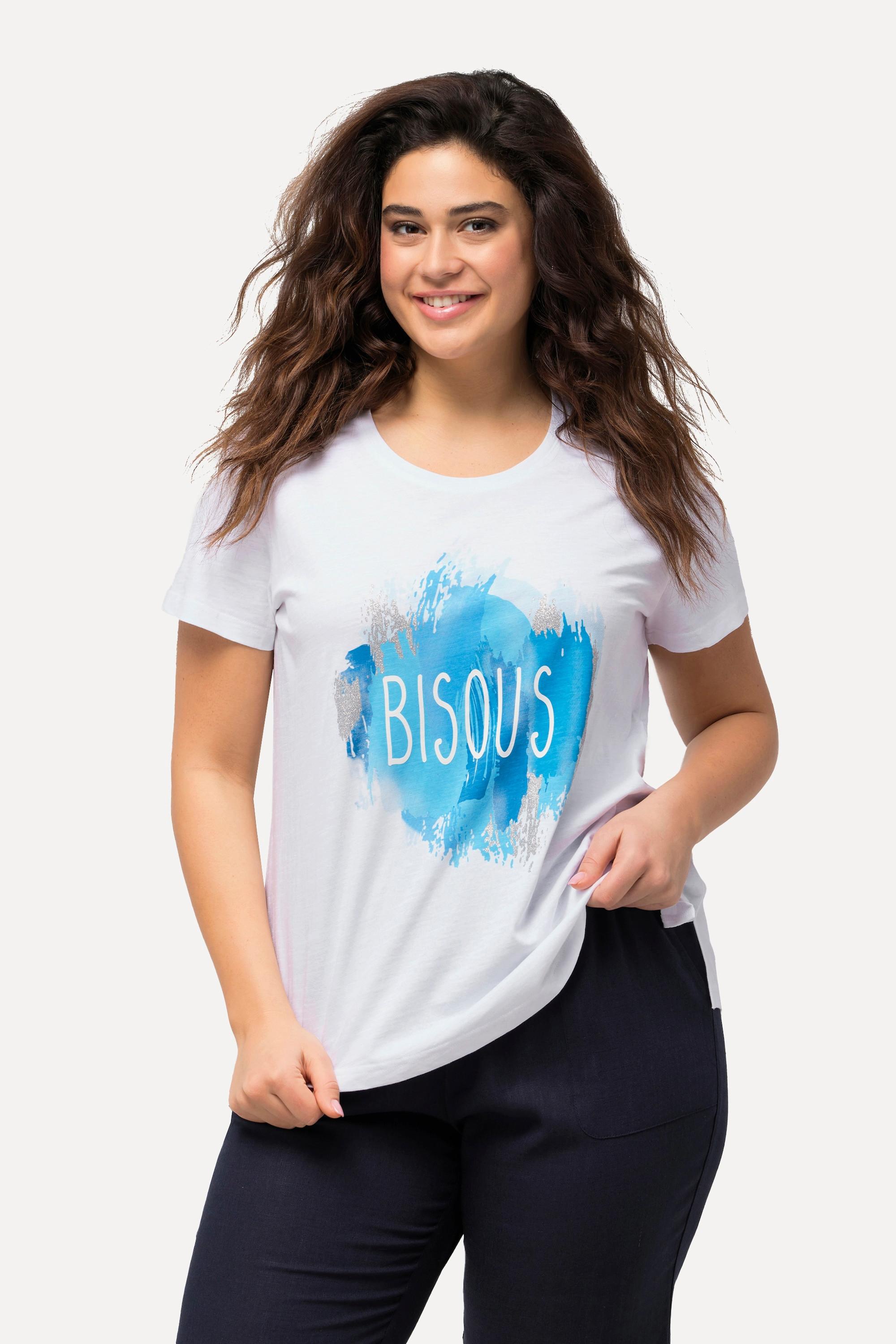 Ulla Popken  T-shirt bisous, coupe Classic. Col rond et manches courtes 