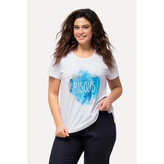 Ulla Popken  T-shirt classica con Bisous, scollo a girocollo e mezze maniche 