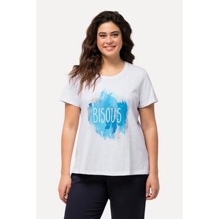 Ulla Popken  T-shirt classica con Bisous, scollo a girocollo e mezze maniche 