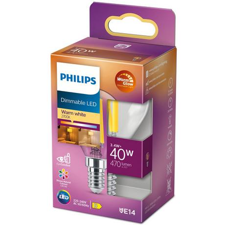 PHILIPS Globe LED E14 3,4W (40W) Clair Dim WarmGlow 470  