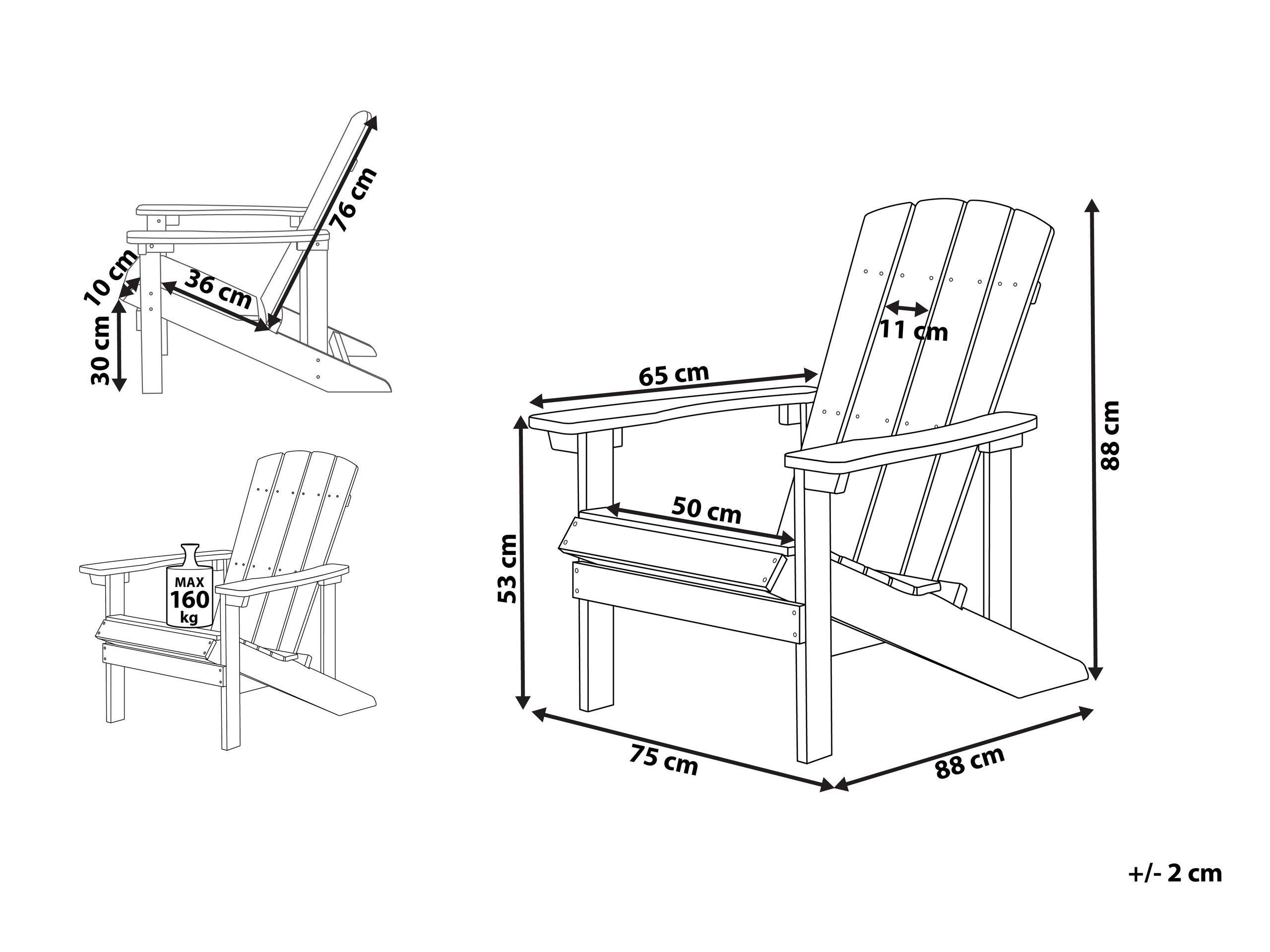 Beliani Chaise de jardin en Bois synthétique Rétro ADIRONDACK  