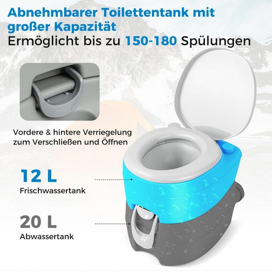 B2X  Toilette portatile con serbatoio di scarico rimovibile, sedile a prova di perdite e pompa di scarico 