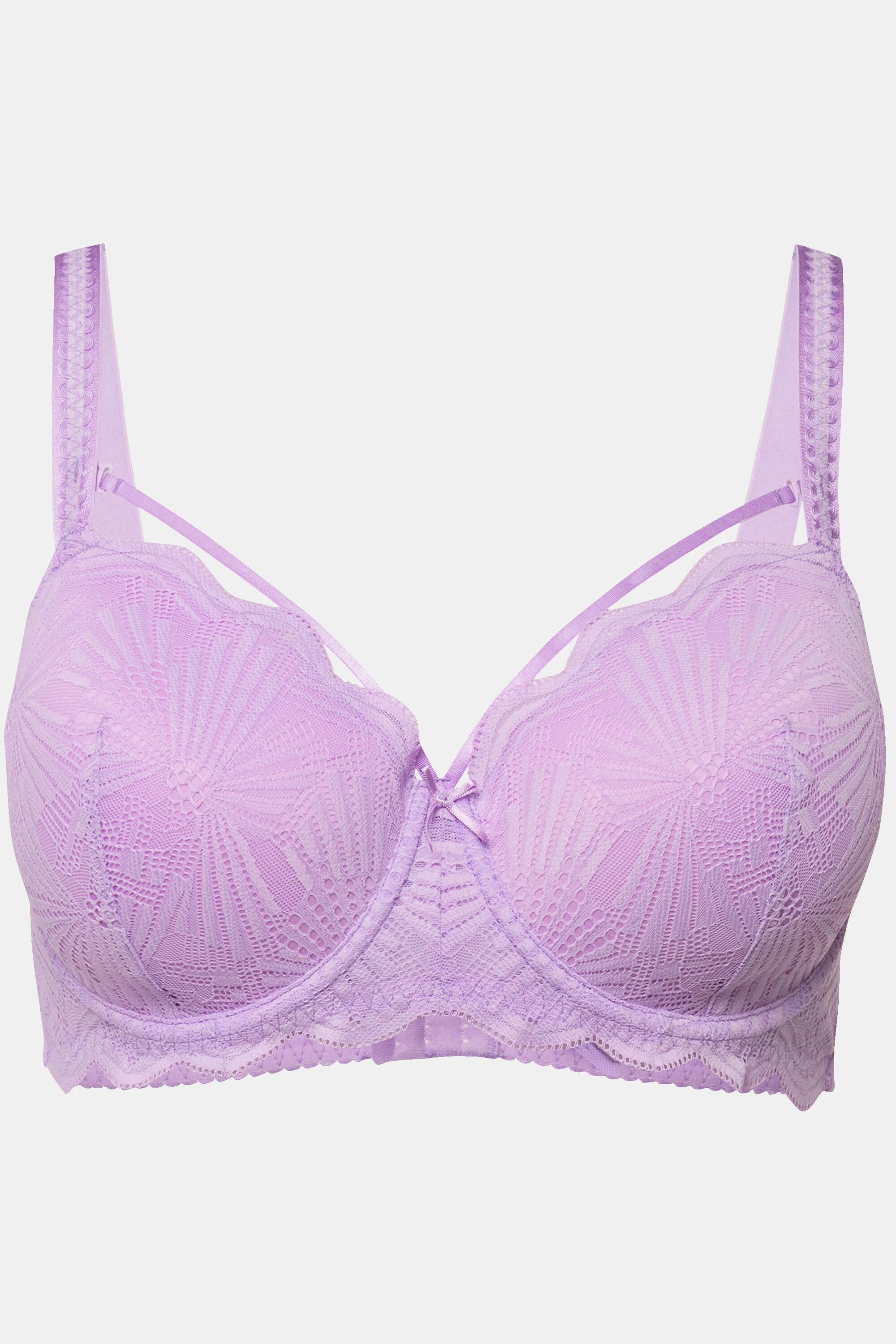 Ulla Popken  Soutien-gorge à armatures et bonnets souples, dentelle et rubans fantaisie - bonnet C-F 