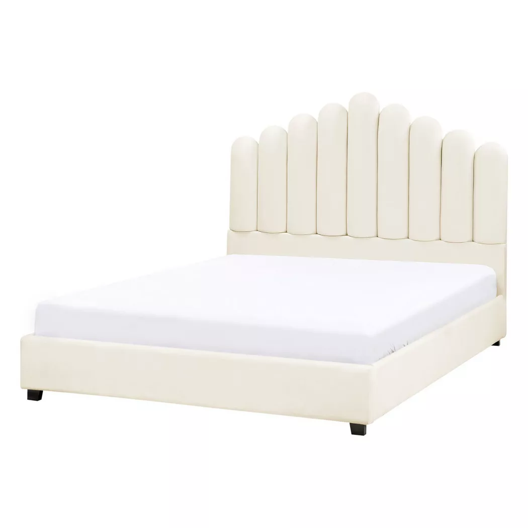 Beliani - Wasserbett aus Samtstoff  VINCENNES, Schneeweiss