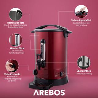 Arebos  Bollitore per vin brulè da 6,8 l in acciaio inox con termostat 