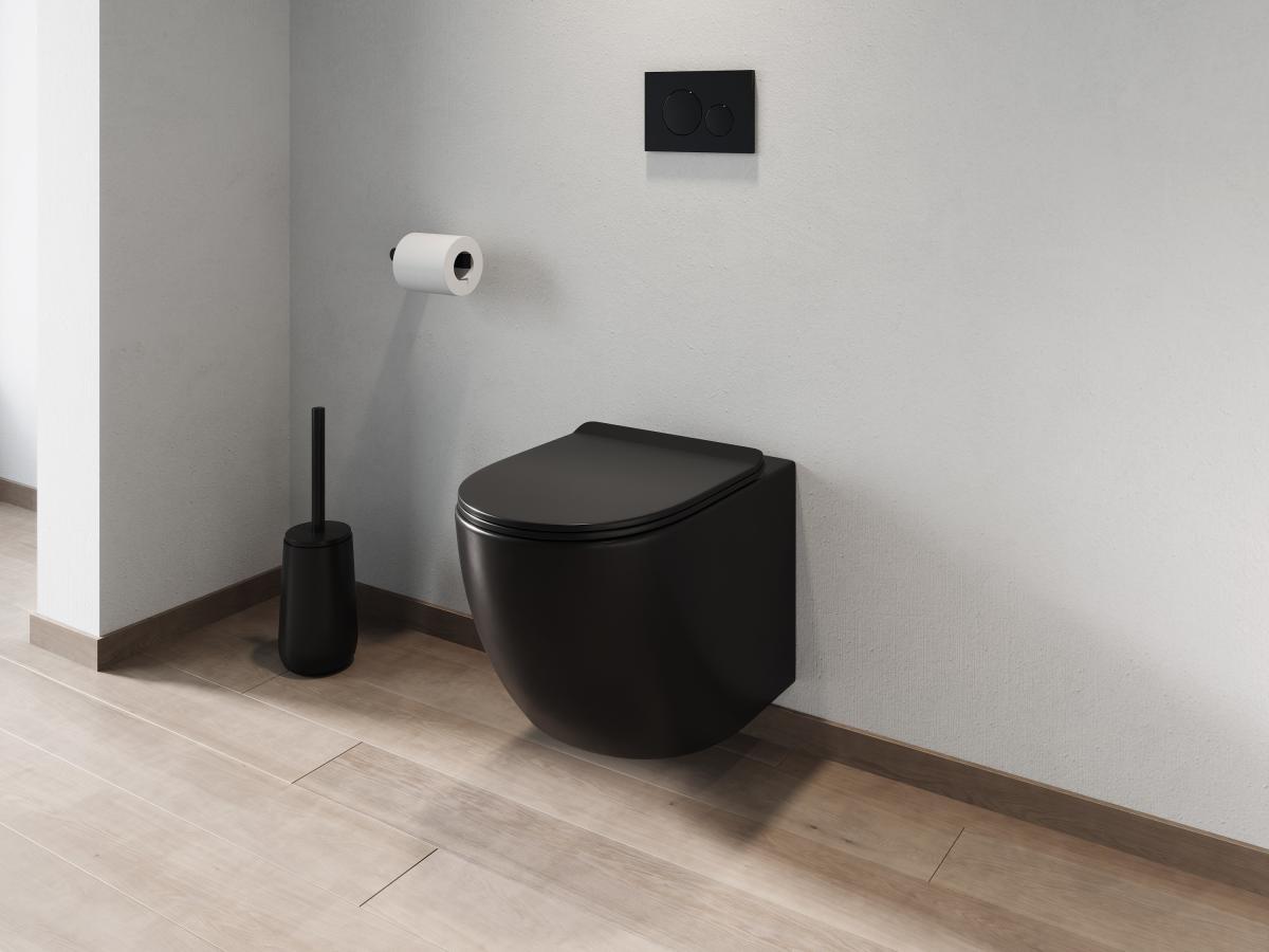Vente-unique WC sospeso Nero opaco in Ceramica senza flangia - JAVOINE  