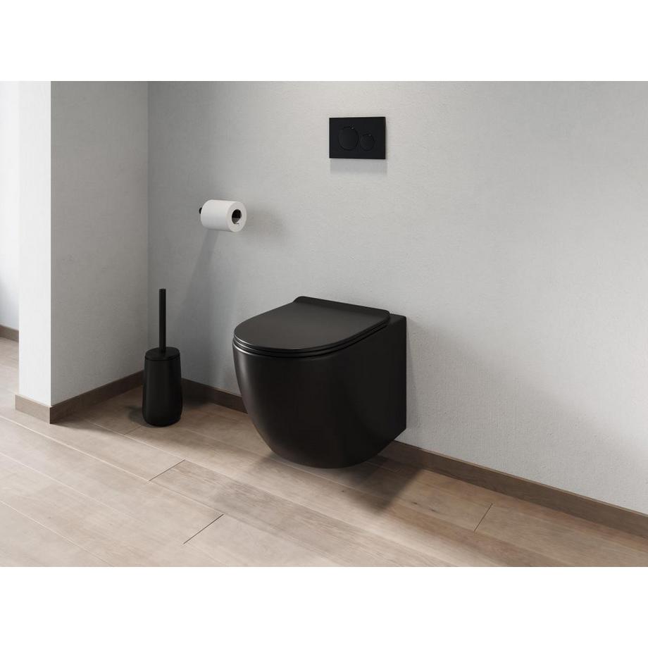 Vente-unique WC sospeso Nero opaco in Ceramica senza flangia - JAVOINE  