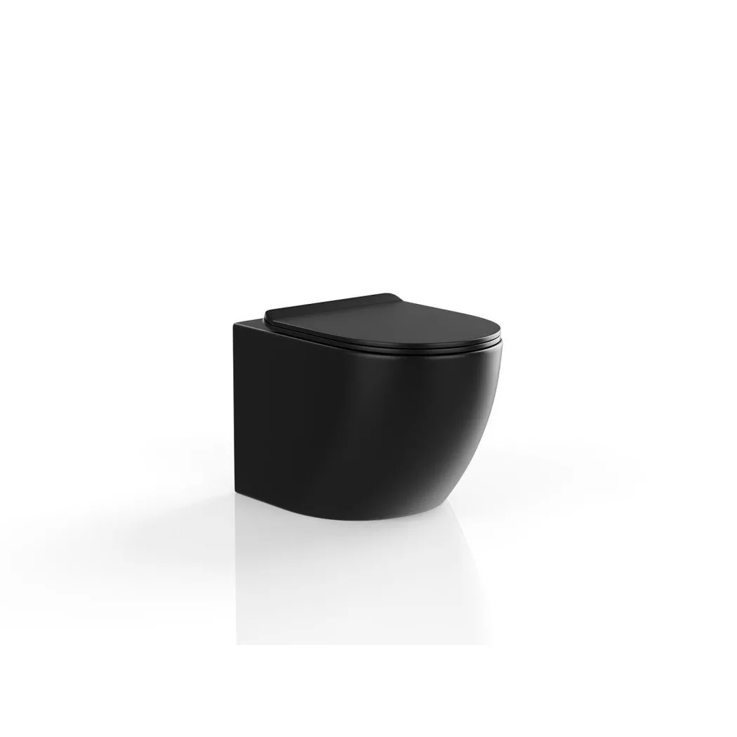 Vente-unique - wc suspendu noir mat en céramique sans bride - javoine