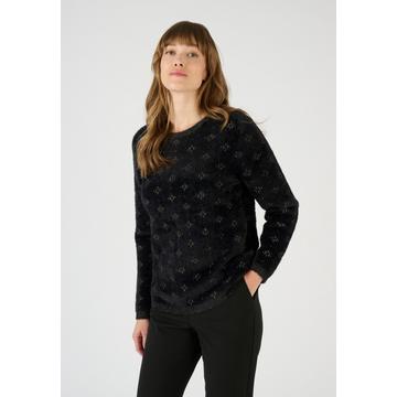 Pull jacquard en maille poilue