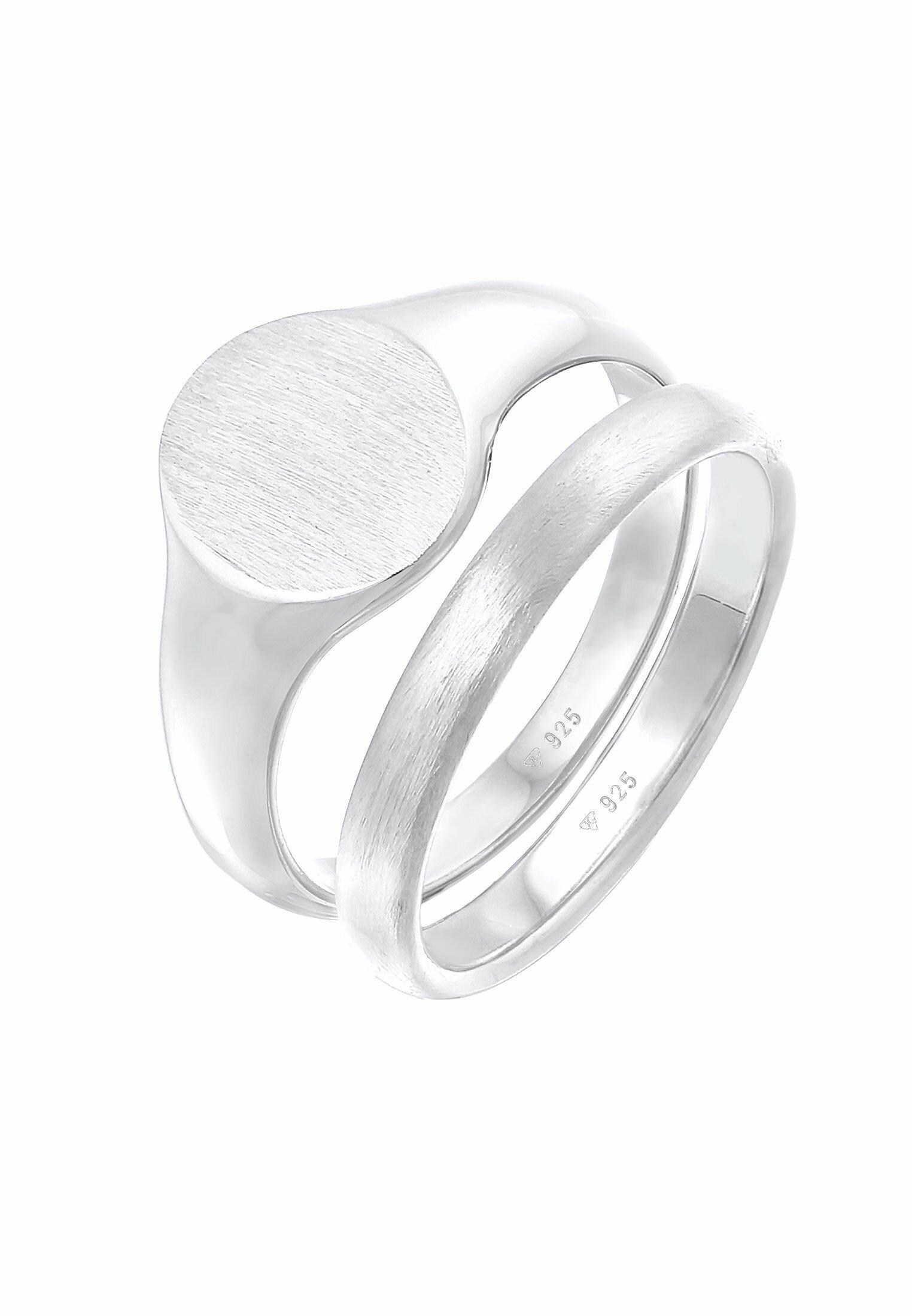 Image of Ring Siegelring Basic Bandring 2er Set 925 Silber Damen Silber 64mm