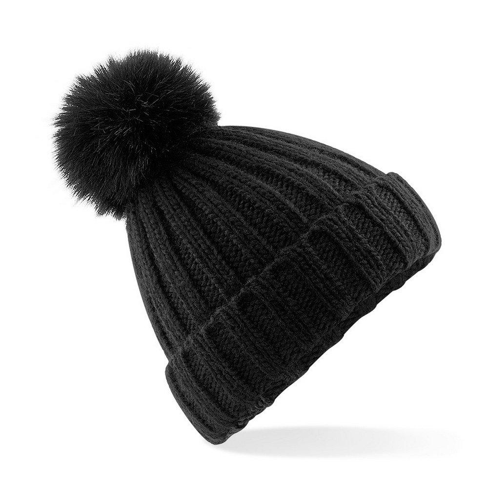 Beechfield  Verbier Bonnet à pompon imitation fourrure mixte 