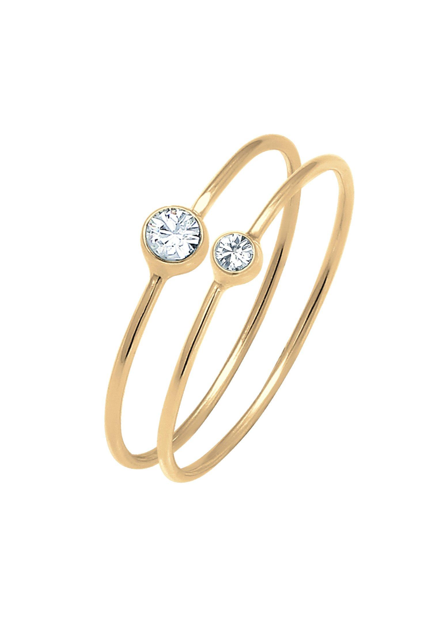 Image of Ring 2er Set Kristalle Damen Gold 60mm