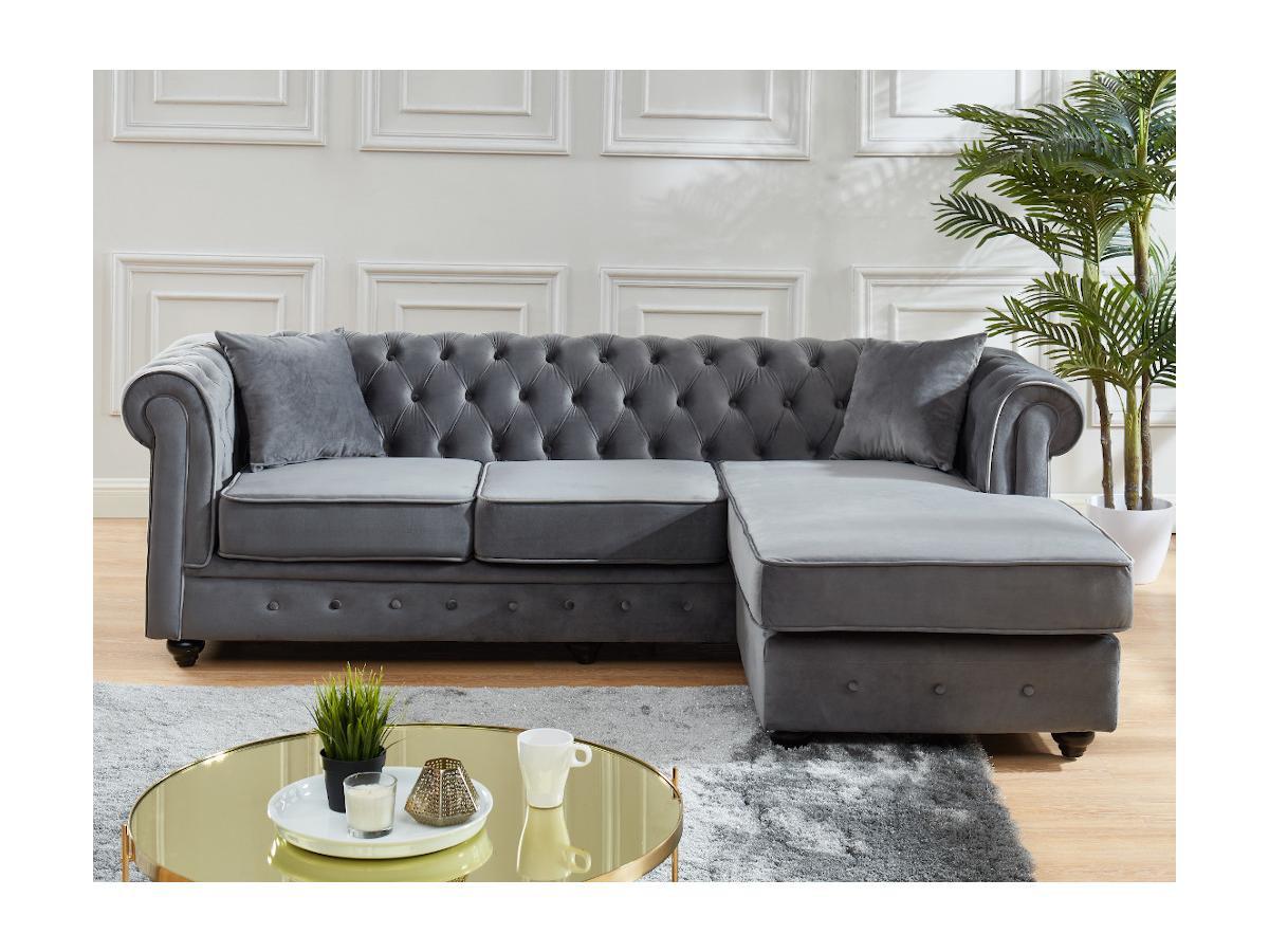 Vente-unique Chesterfield Ecksofa Samt TOLEDO  