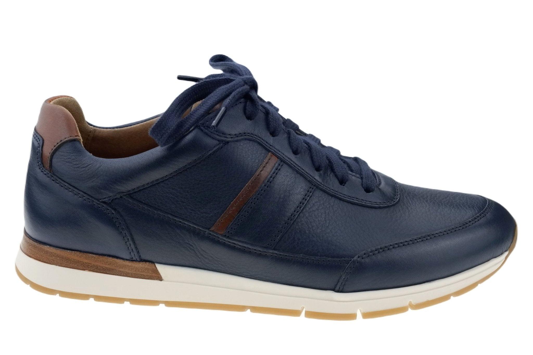 Image of - Leder Wandersneaker Herren Blau 46.5