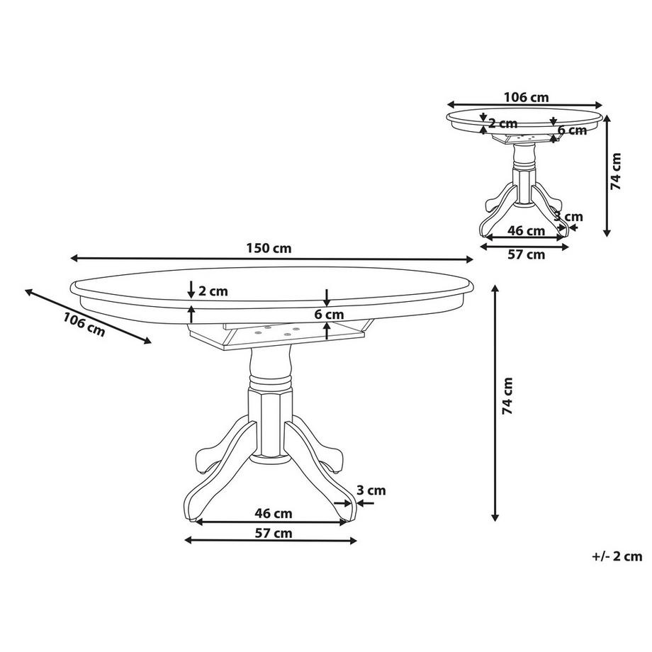 Beliani Tavolo da pranzo estensibile en Fibra a media densità (MDF) Scandinavo AKRON  