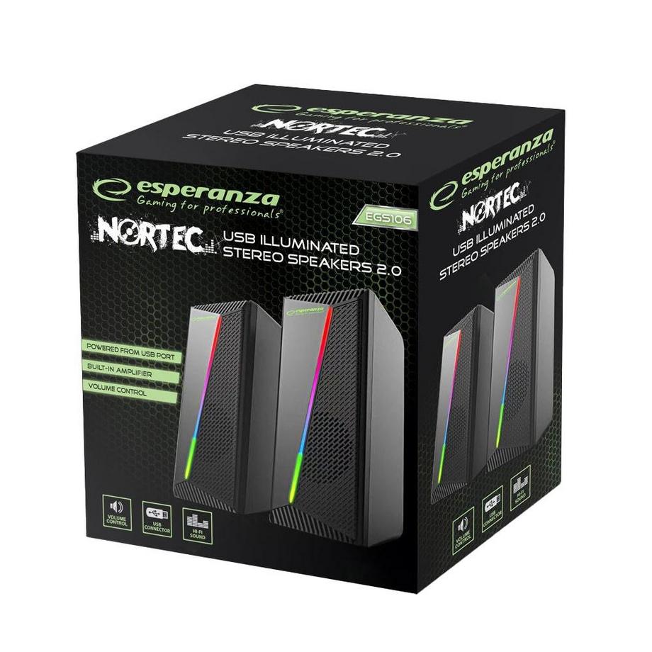 ESPERANZA  Esperanza - Haut-parleur USB 2.0 avec LED RVB aux couleurs de l'arc-en-ciel 