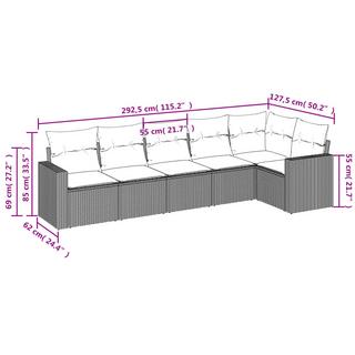 VidaXL Ensemble de canapés de jardin rotin synthétique  