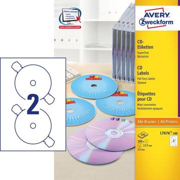 AVERY ZWECKFORM CD/DVD Etiketten univ. 117mm, 200Stk.