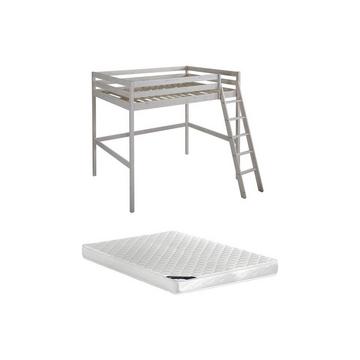 Lit mezzanine GEDEON II Pin massif hi + matelas