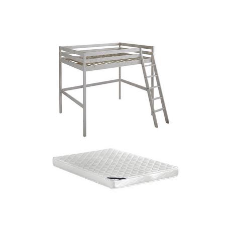 Vente-unique Lit mezzanine GEDEON II Pin massif hi + matelas  