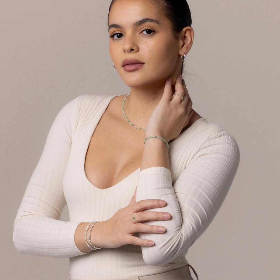 Balibay  Bague Jana  avec une pierre d'aventurine facettée 