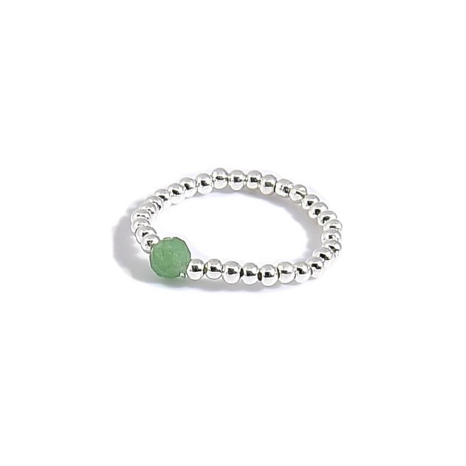 Balibay  Bague Jana  avec une pierre d'aventurine facettée 