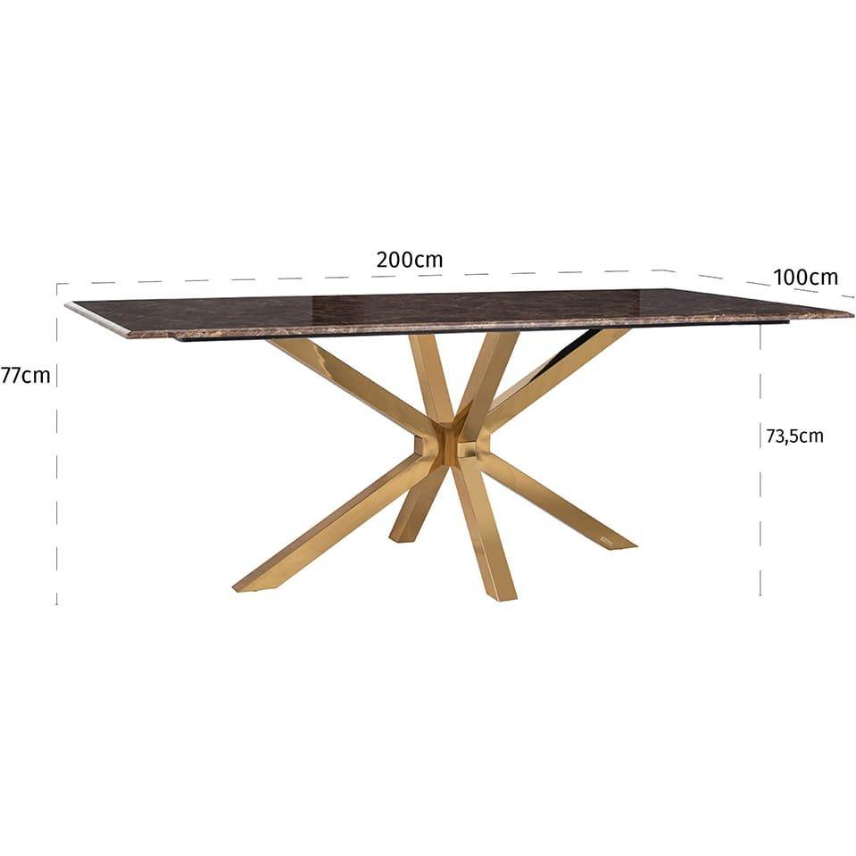 mutoni Table à manger Conrad brun or 200  