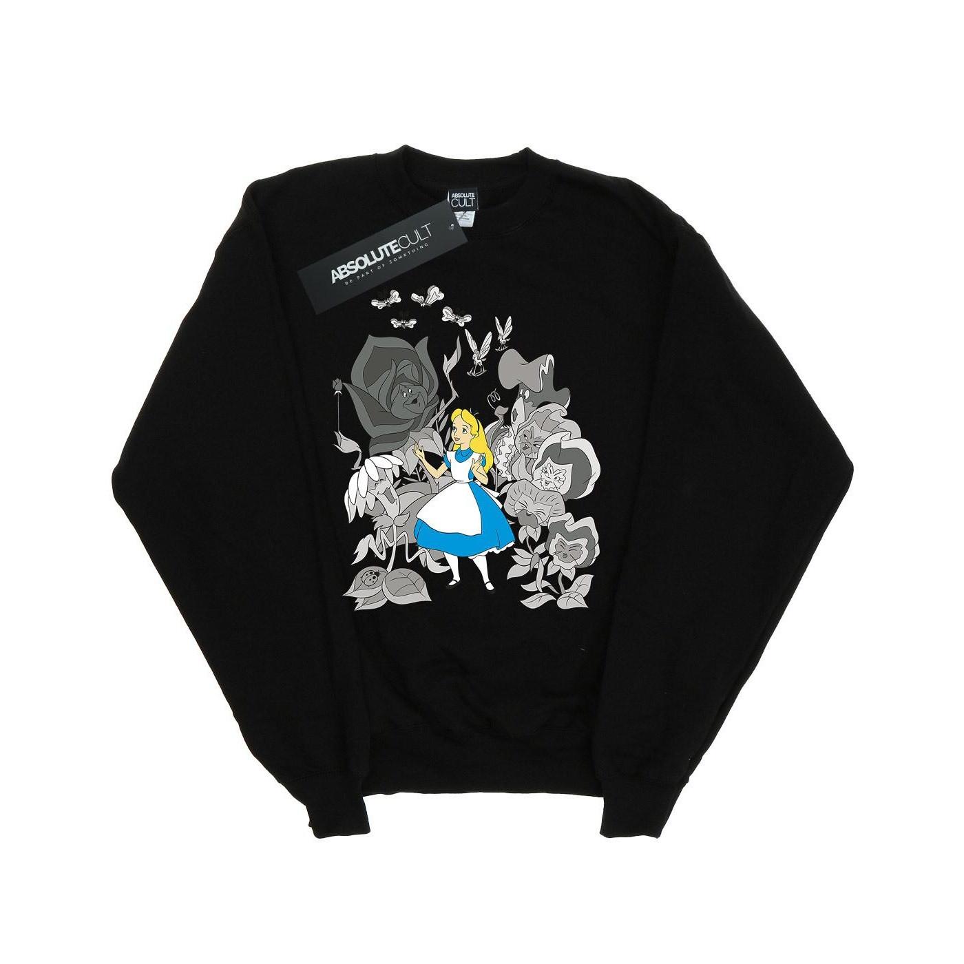 Image of Alice In Wonderland Flowers Sweatshirt Unisex Schwarz 152-158