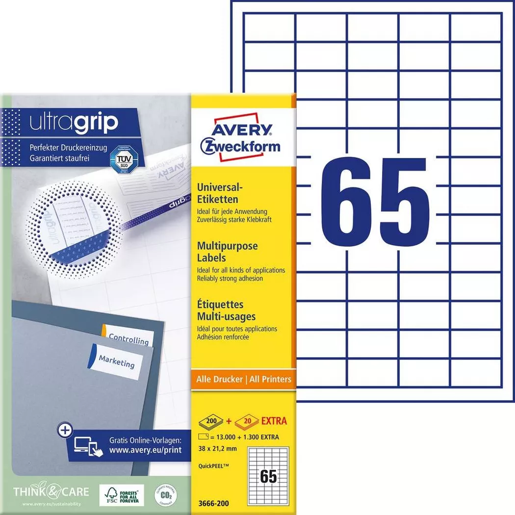 Avery-Zweckform – AVERY ZWECKFORM Etiketten 38×21,2mm, 14300 Stk., One Size, Weiss