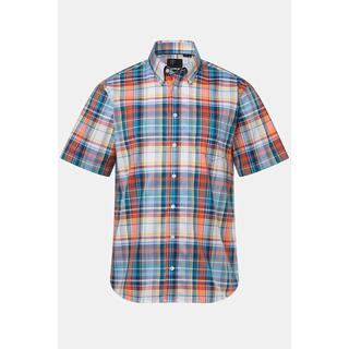 JP1880  Camicia a quadri con vestibilità moderna, colletto button-down e mezze maniche 