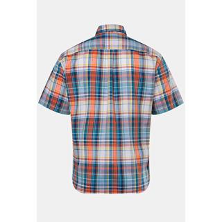 JP1880  Camicia a quadri con vestibilità moderna, colletto button-down e mezze maniche 