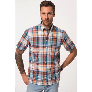 JP1880  Camicia a quadri con vestibilità moderna, colletto button-down e mezze maniche 