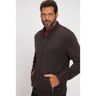 JP1880  Cardigan en maille côtelée, col cheminée et fermeture à glissière 