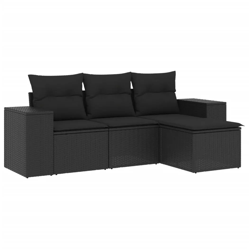 VidaXL - set divano da giardino Polirattan, One Size, Nero