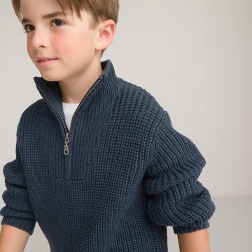 Pull col montant zippé en grosse maille