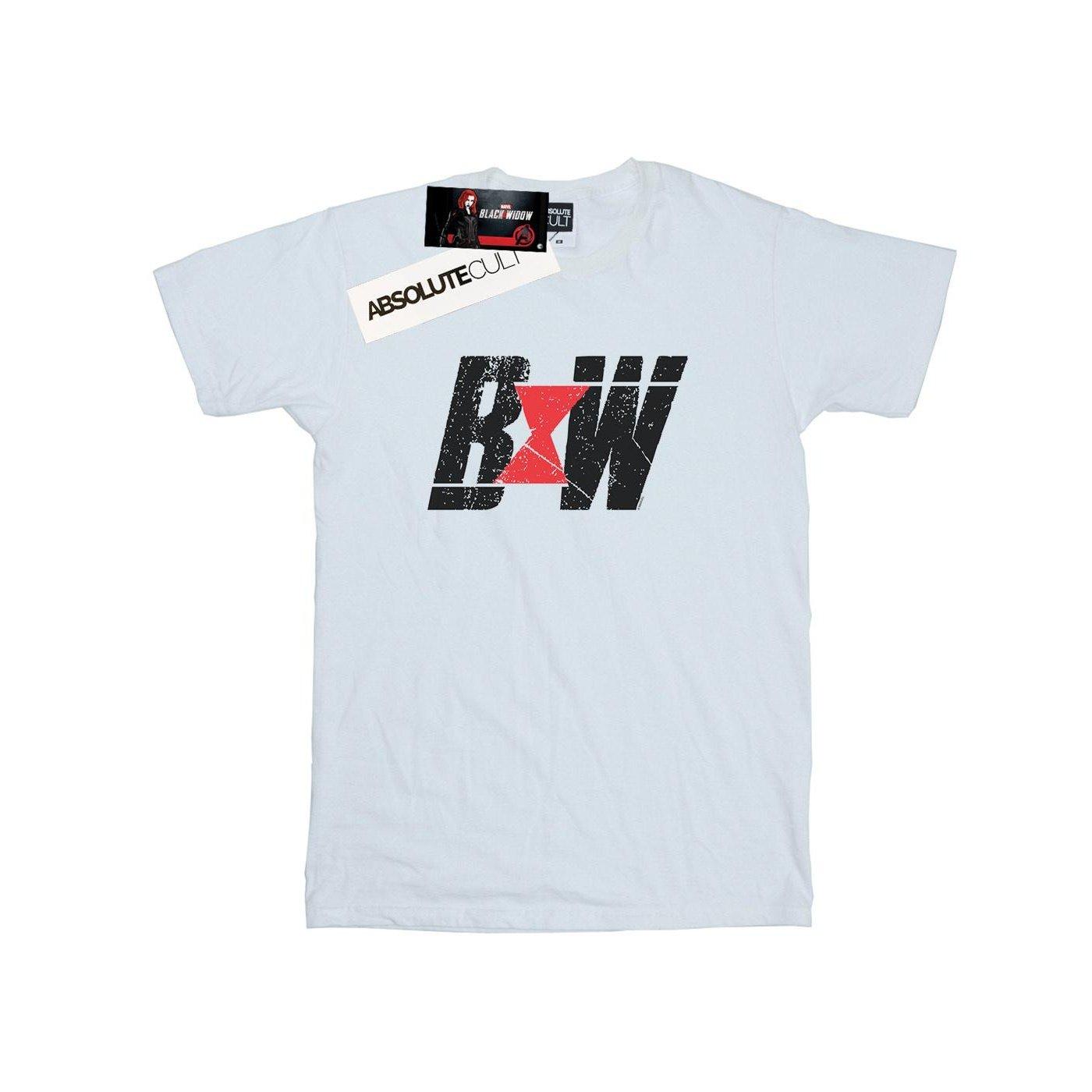 Image of Black Widow Movie Initial Logo Tshirt Damen Weiss 4XL