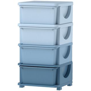 Northio Commode pour chambre d'enfant, organisateur de jouets à 4 niveaux, rangement de jouets, bleu  