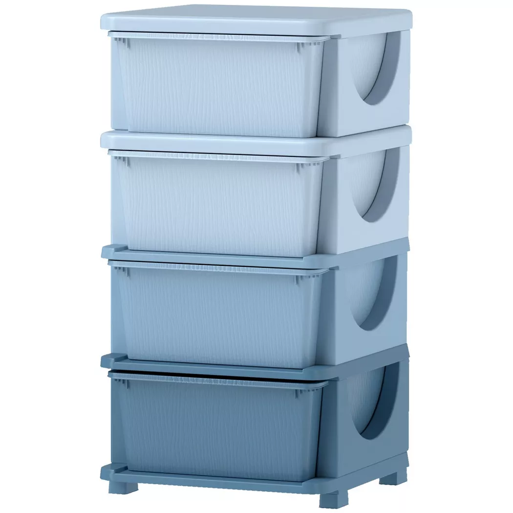 Northio - Cassettiera per la cameretta dei bambini, organizer per giocattoli a 4 livelli, contenitore per giocattoli, blu, 76 CM