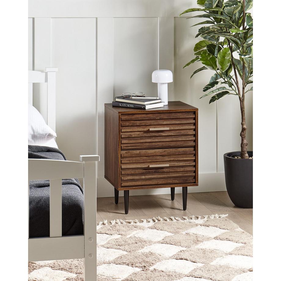 Beliani Comodino 2 cassetti en Fibra a media densità (MDF) Classico KEITH  