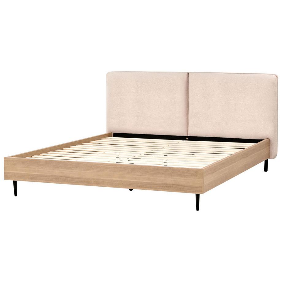 Beliani Lit avec sommier en Bouclé Traditionnel LIMANTON  