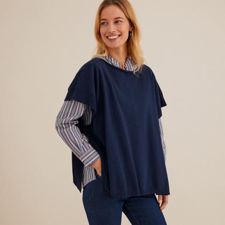 La Redoute Collections  Feinstrick-Poncho mit rundem Ausschnitt 