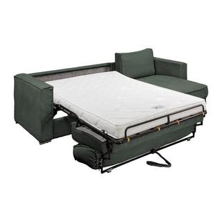 Vente-unique Divano letto angolare a ribalta angolo reversibile Posto letto 140 Mater. 14 in Velluto a coste Verde - LORETO  