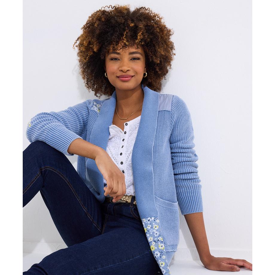 Joe Browns Geblümte Patchwork Rippstrick-Strickjacke  