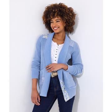 Geblümte Patchwork-Strickjacke