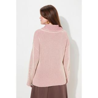 Ulla Popken  Pullover, Rippstrick, Rollkragen, Langarm, Biobaumwolle 