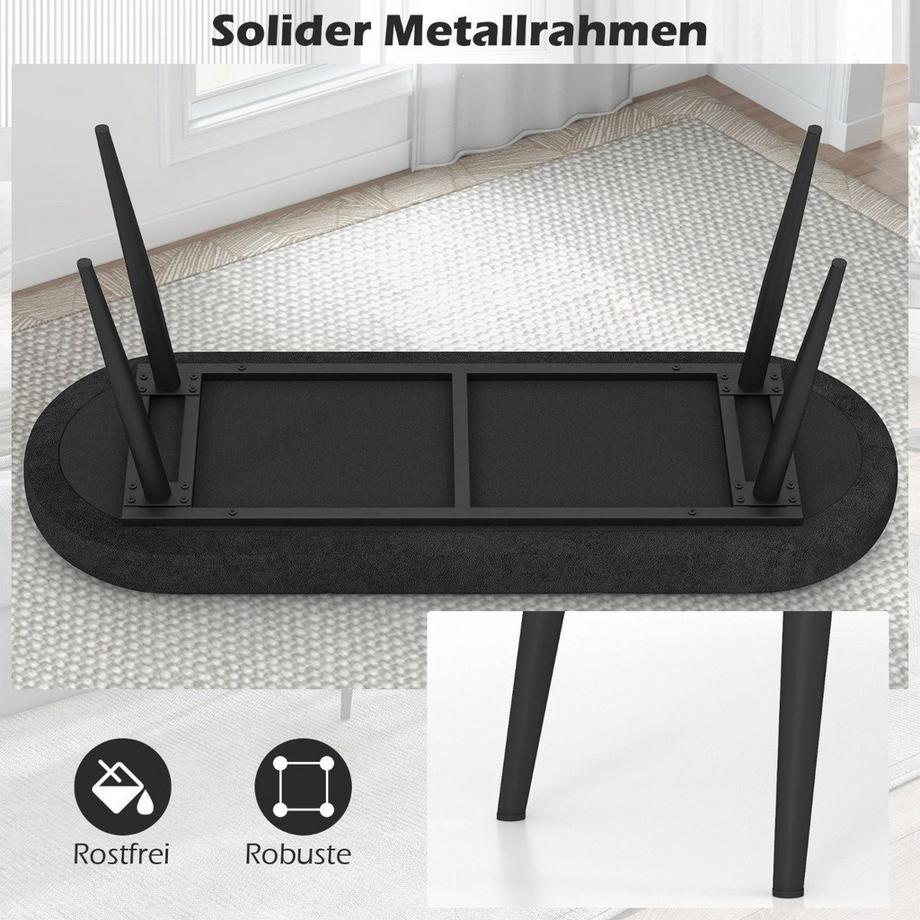 B2X  113 cm Sitzbank mit Kissen & Metallbeinen Polsterbank Ottomane bis 300 kg Belastbar Schwarz 