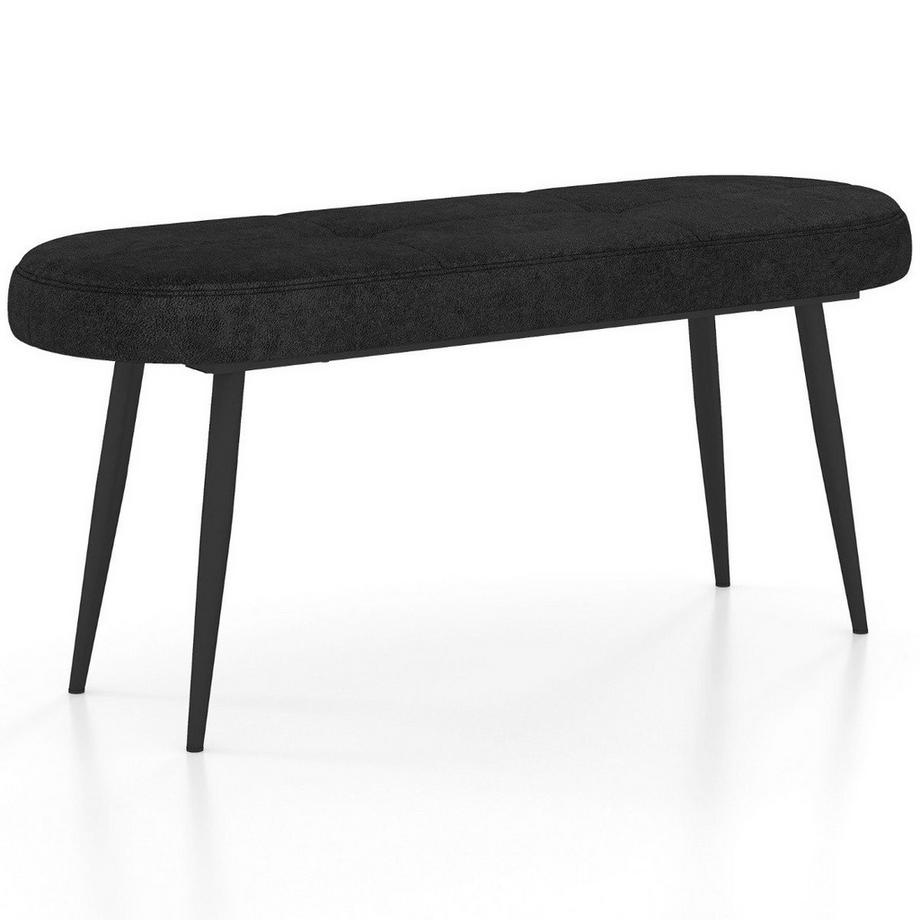 B2X  113 cm Sitzbank mit Kissen & Metallbeinen Polsterbank Ottomane bis 300 kg Belastbar Schwarz 