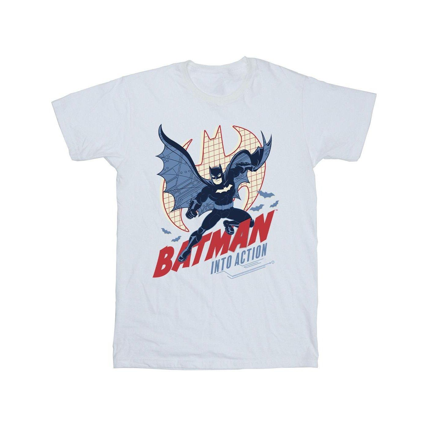 Image of Batman Into Action Tshirt Mädchen Weiss 104