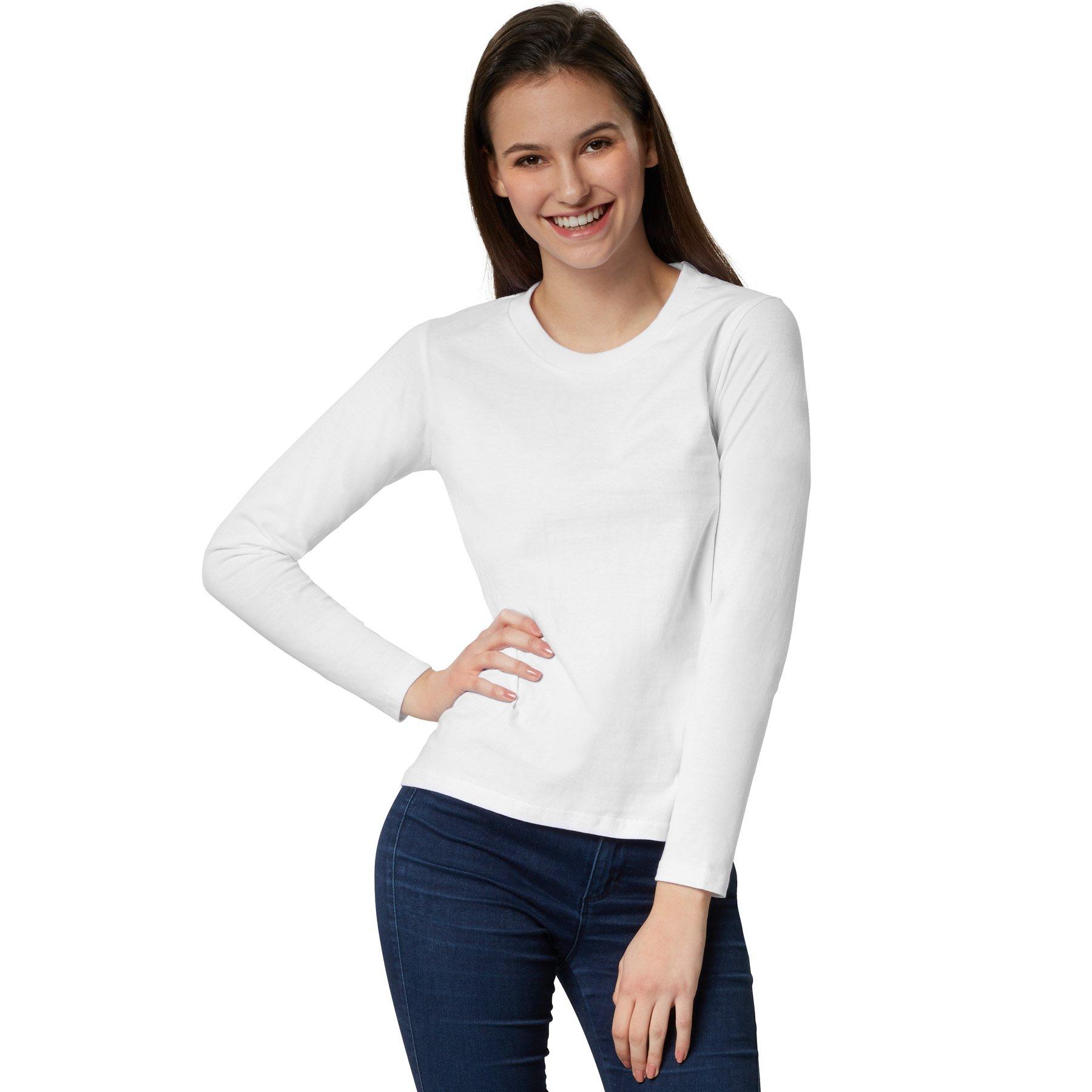 Image of Langarm-shirt Frauen Damen Weiss L