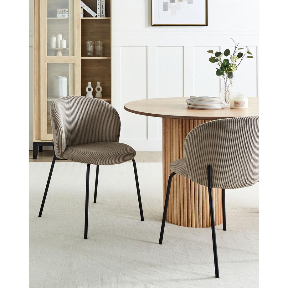 Beliani Esszimmerstuhl 2er Set aus Cord Minimalistisch MILES  
